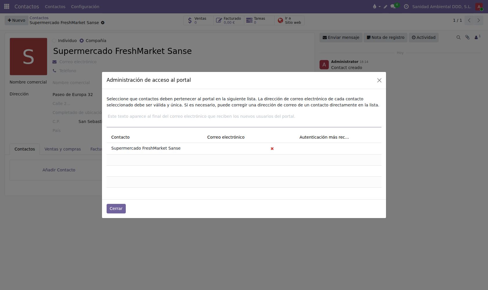 Asistente de acceso al portal para Supermercado FreshMarket Sanse.