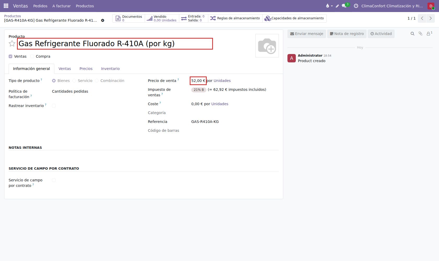 Ficha de producto del refrigerante fluorado con trazabilidad de lote y tasa de residuos IGFEI.